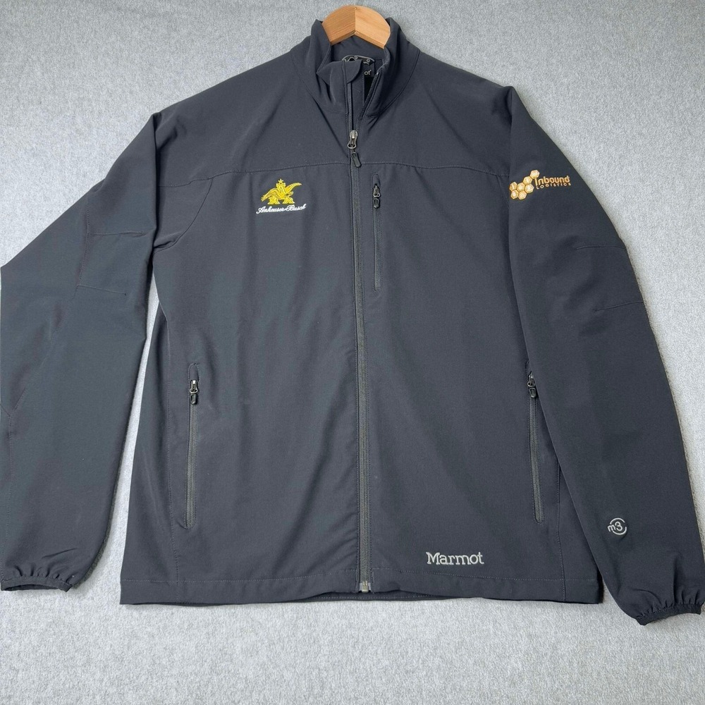 Marmot Jacket Men's Size Large‎ Black Full Zip AB Embroidered Logo Multi Pockets